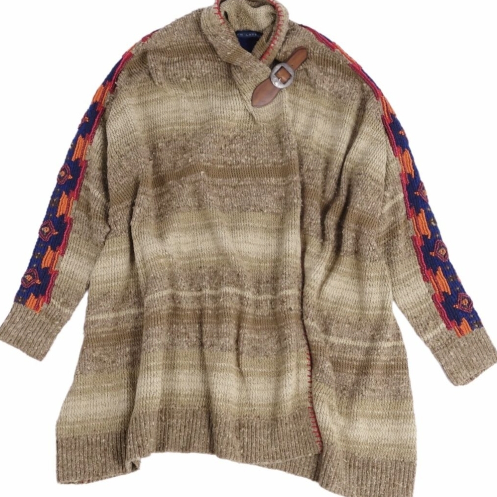 Ralph Lauren Handknit Southwestern Indian Head Blanket Cardigan Poncho XS Japan - Picture 13 of 13